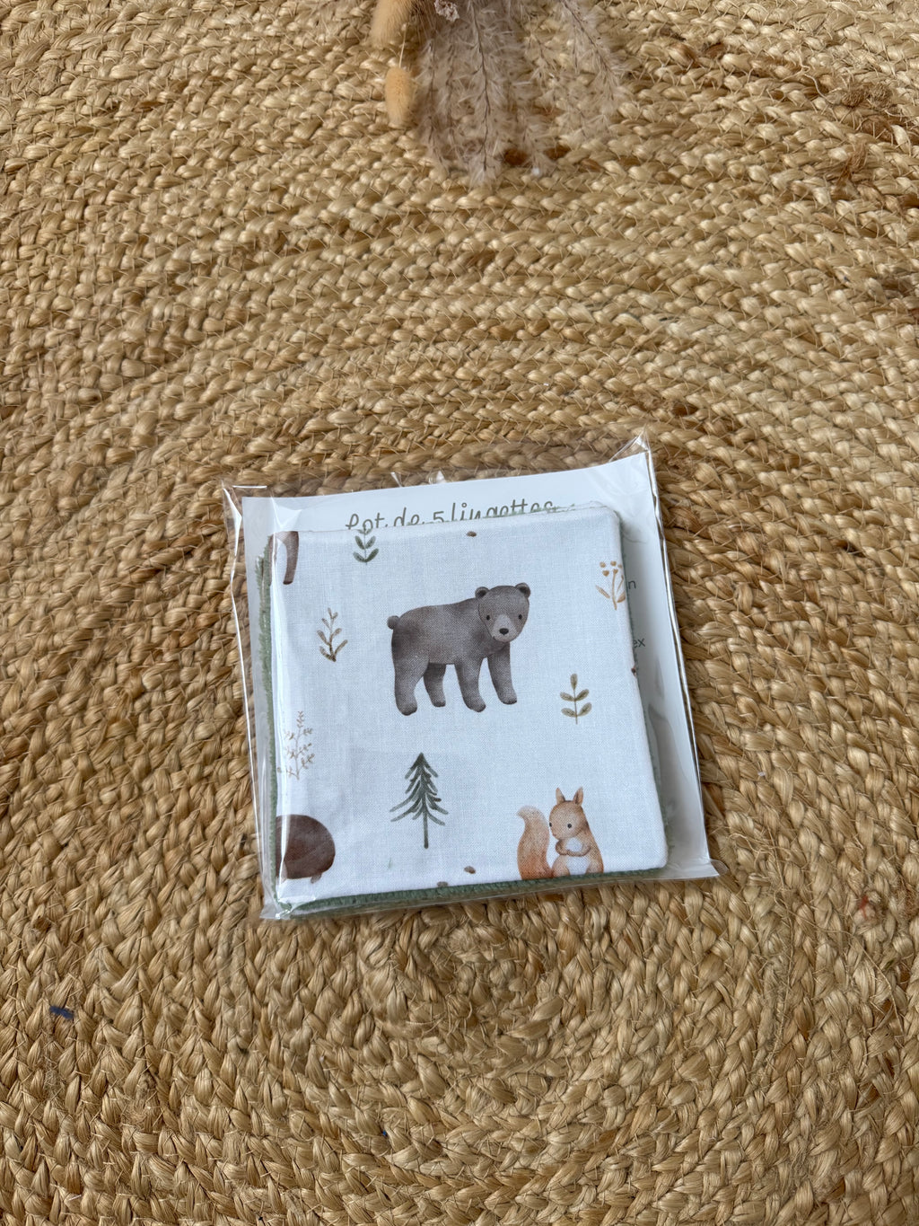 En stock - Lot de 5 lingettes motif Animaux ( différents modèles )