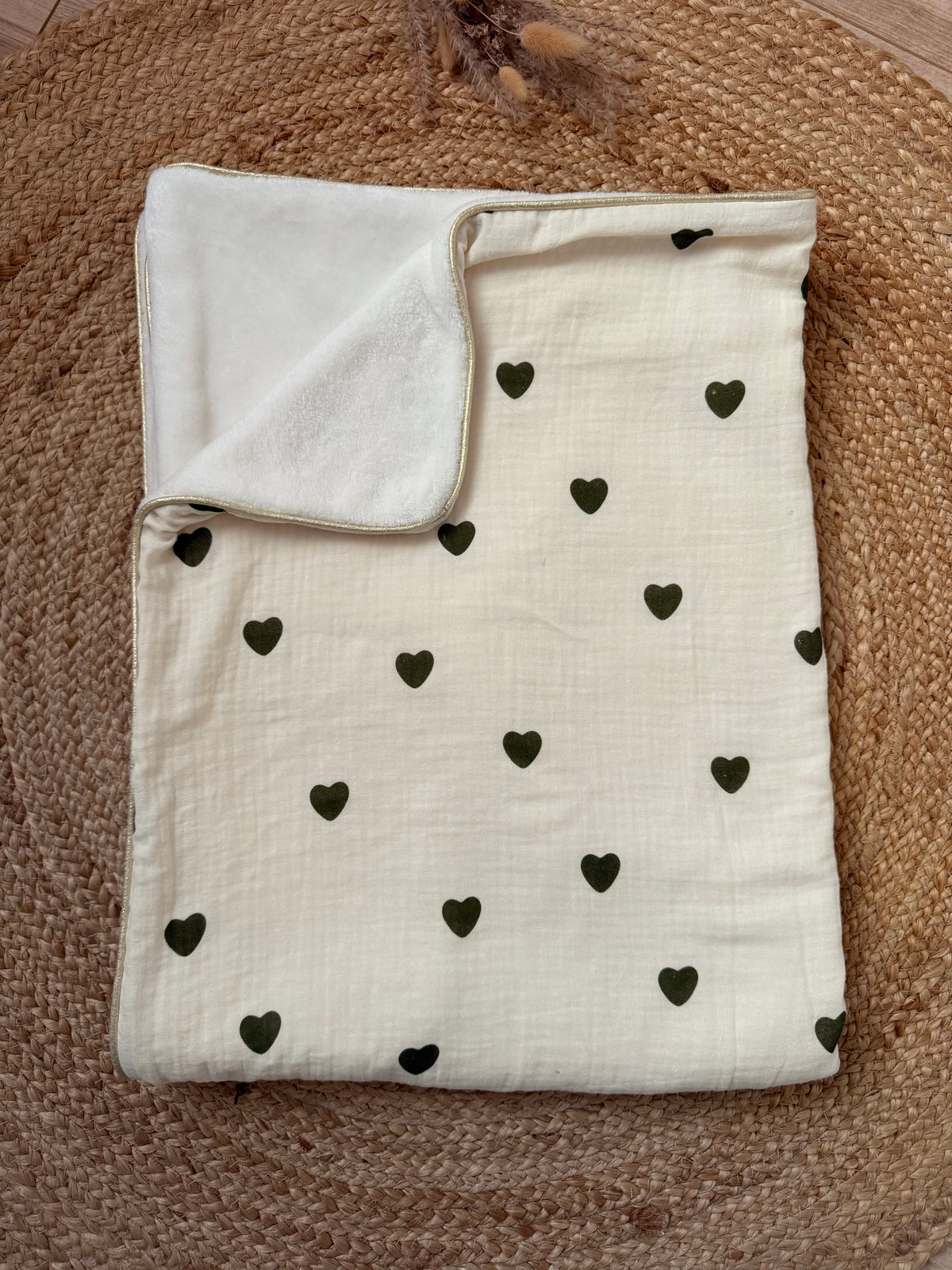 Couverture bébé Cœur olive