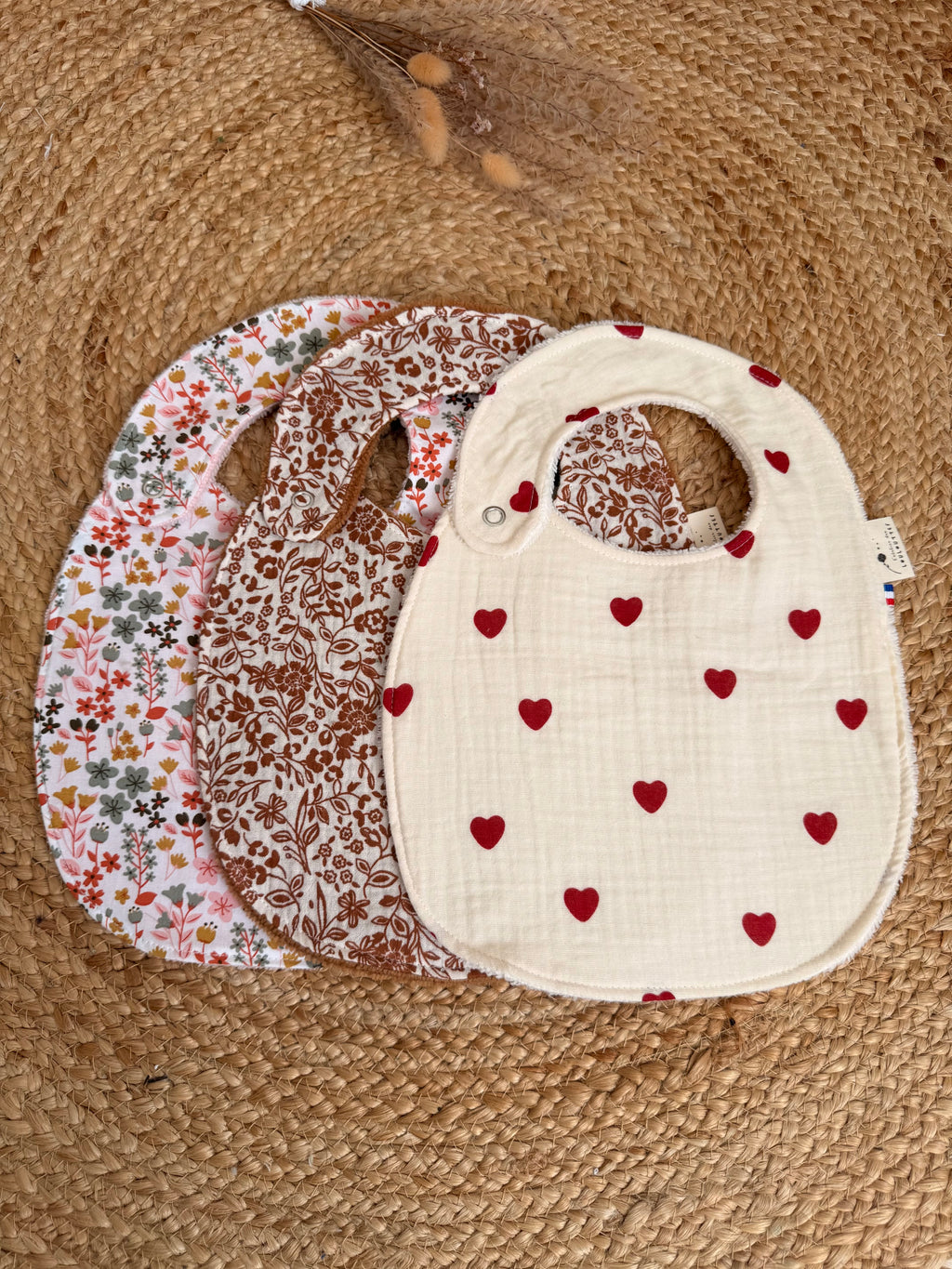 Trio de bavoirs ronds personnalisés